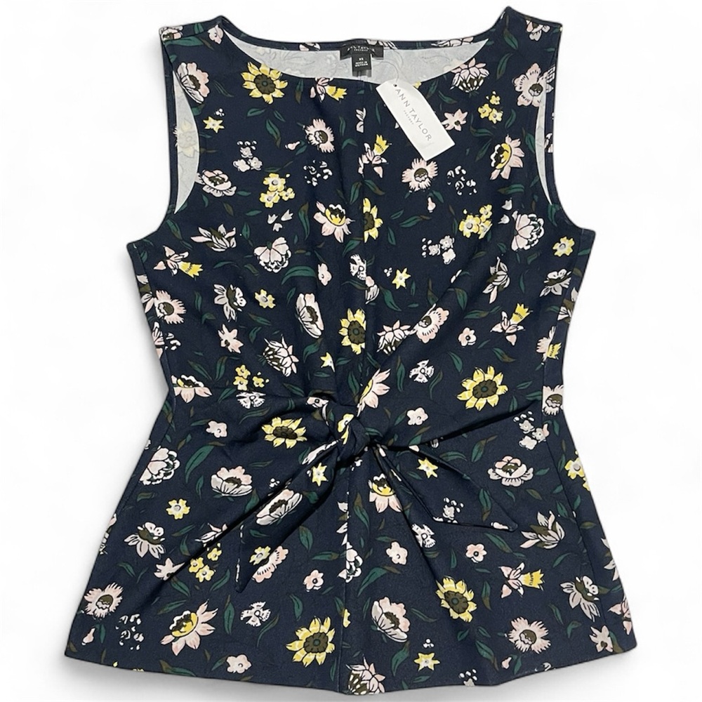 🆕 Ann Taylor Factory Floral Tie-Waist Shell Top | Size XS | NWT